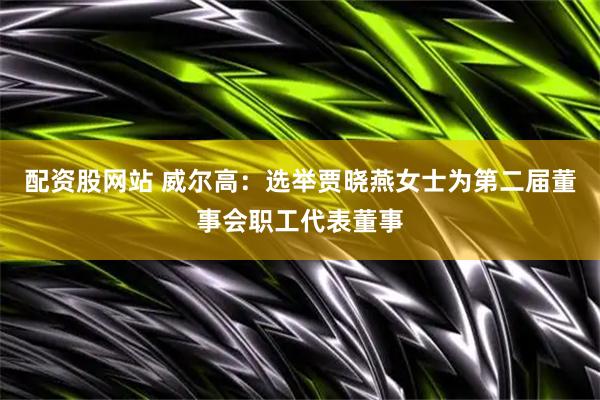 配资股网站 威尔高：选举贾晓燕女士为第二届董事会职工代表董事